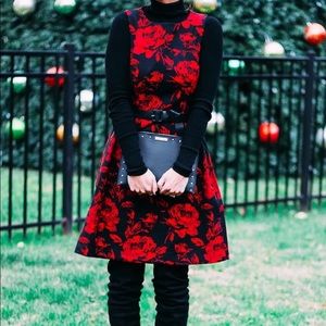 Great Holiday Dress! NY&CO Black and Red floral dress,, Size 14